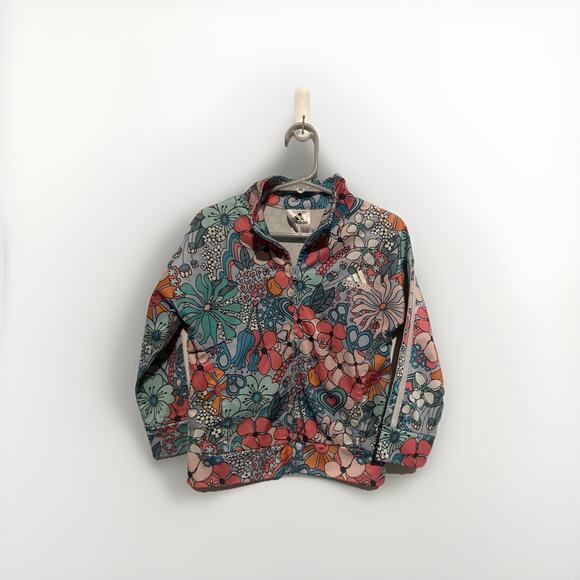 Adidas Floral Print Jacket Girls Lightweight Blue Sun Size 3t - Picture 1 of 4